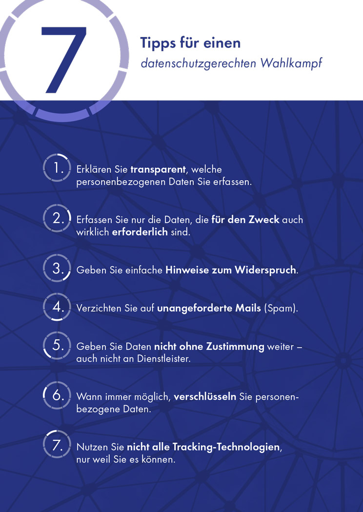 7 Tipps für den datenschutzgerechten Wahlkampf Checkliste für den datenschutzgerechten Wahlkampf